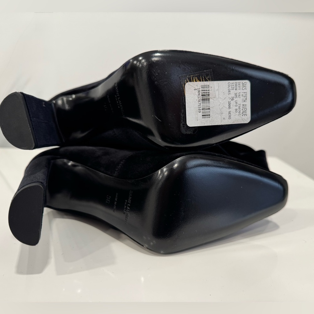 SAINT LAURENT Black Soft Velvet over-the-knee boots 105mm heel - Picture 13 of 15